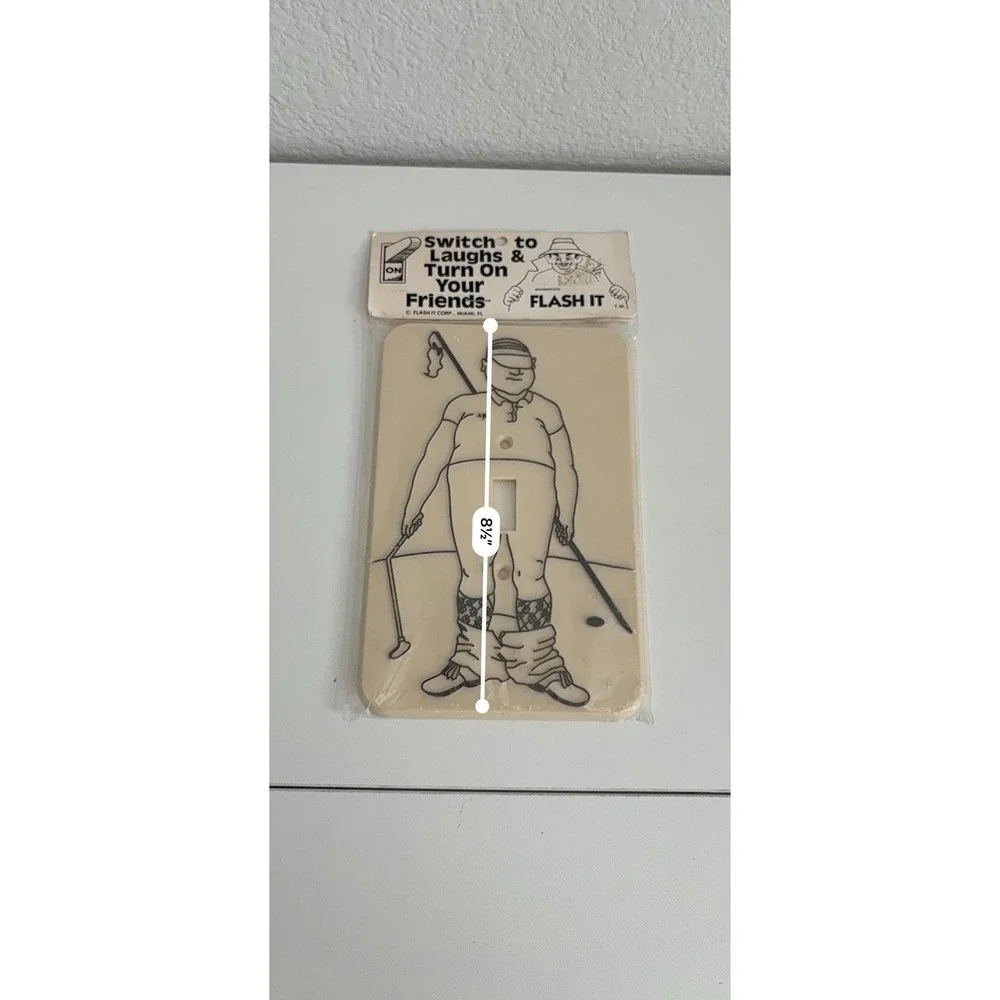 Vintage 1976 Flash It Corp Golfer Light Switch Plate Cover NOS Novelty Gag Gift